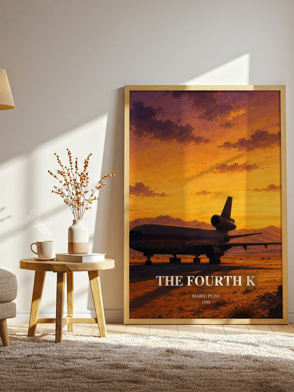 The Fourth K watercolour print in frame leaning in hallway – thriller wall art