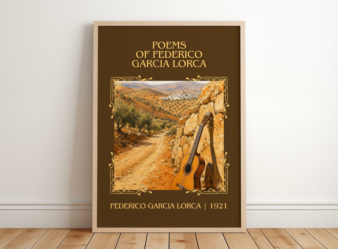 Poems of Federico García Lorca Classic Book Art Print by F. Lorca – framed print leaning on a wooden floor
