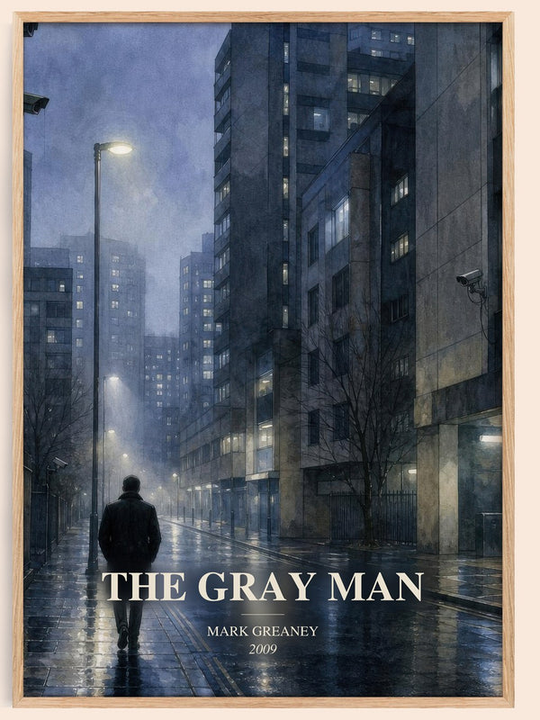 The Gray Man watercolour book poster by Mark Greaney – framed literary art print