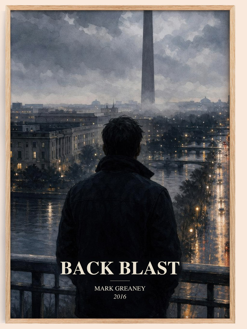 Back Blast watercolour book poster by Mark Greaney – framed literary art print