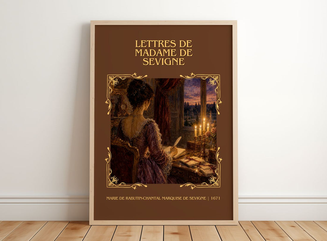Lettres de madame de Sévigné Classic Book Art Print by M. Sévigné – framed print leaning on a wooden floor