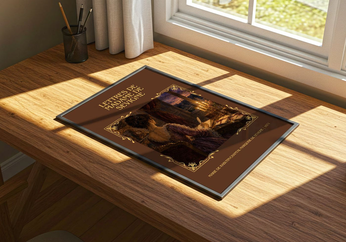 Lettres de madame de Sévigné Classic Book Art Print by M. Sévigné – print on a sunlit desk