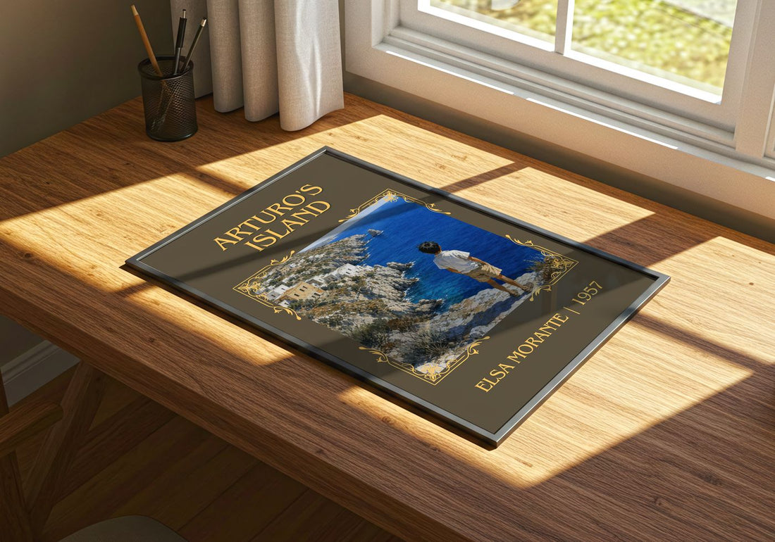 Arturo's Island Classic Book Art Print by Elsa Morante – print on a sunlit desk