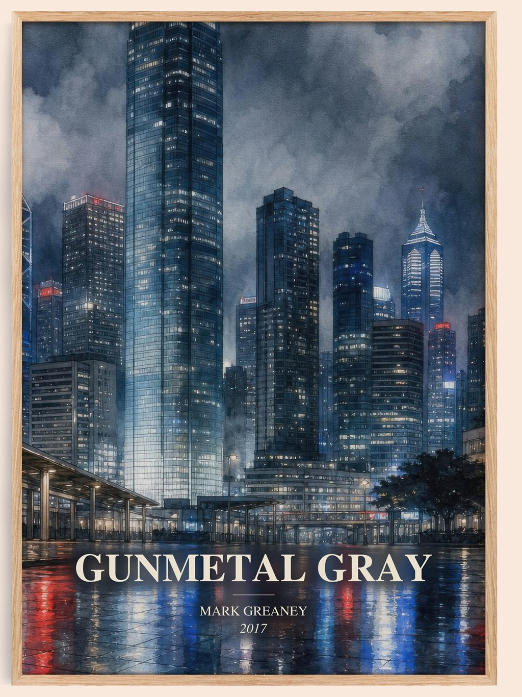 Gunmetal Gray watercolour book poster by Mark Greaney – framed literary art print