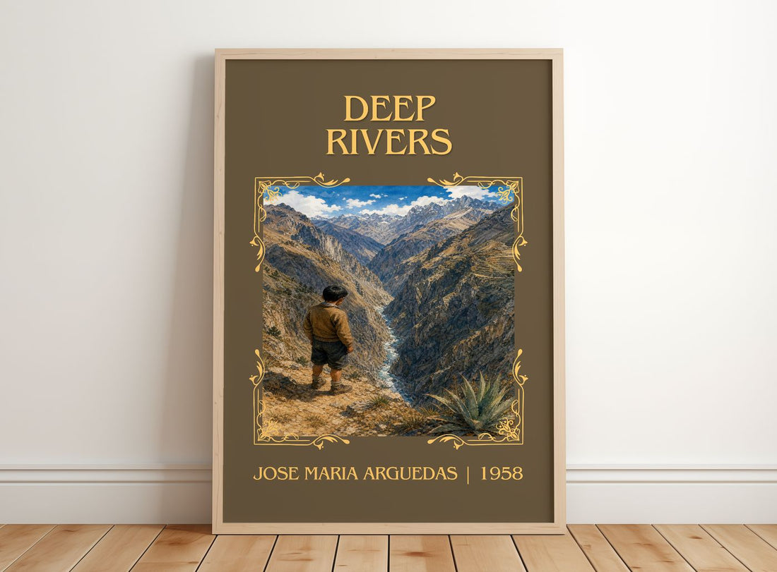 Deep Rivers Classic Book Art Print by José María Arguedas – framed print leaning on a wooden floor