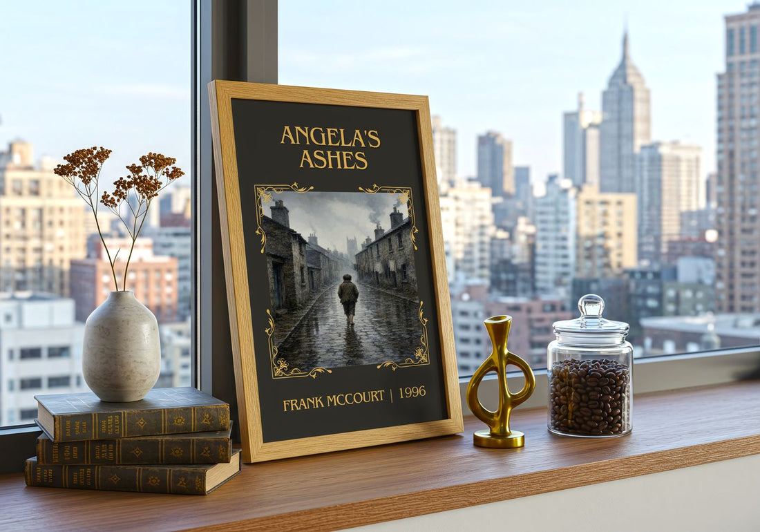 Angela's Ashes Classic Book Art Print by Frank McCourt – framed print on a city-view windowsill