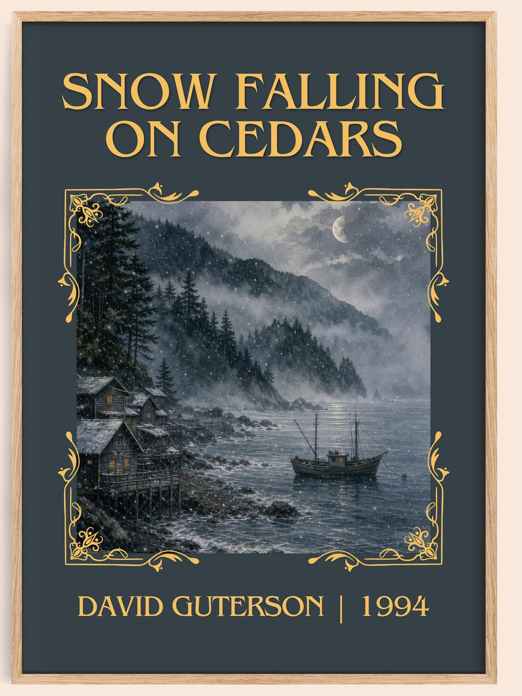 Snow Falling on Cedars Classic Book Art Print by David Guterson – book poster