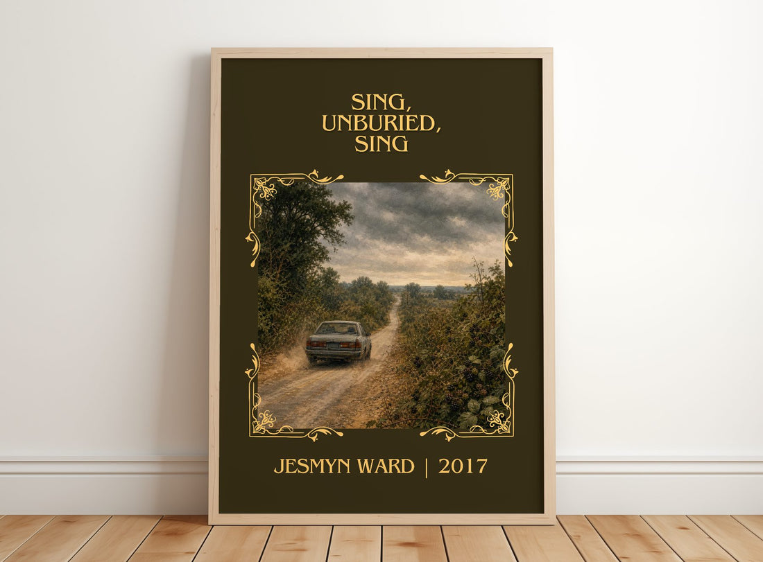 Sing, Unburied, Sing Classic Book Art Print by Jesmyn Ward – framed print leaning on a wooden floor