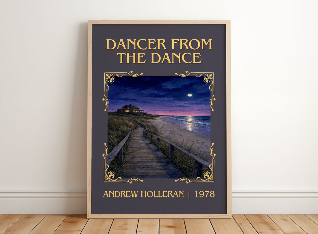 Dancer From The Dance Classic Book Art Print by Andrew Holleran – framed print leaning on a wooden floor