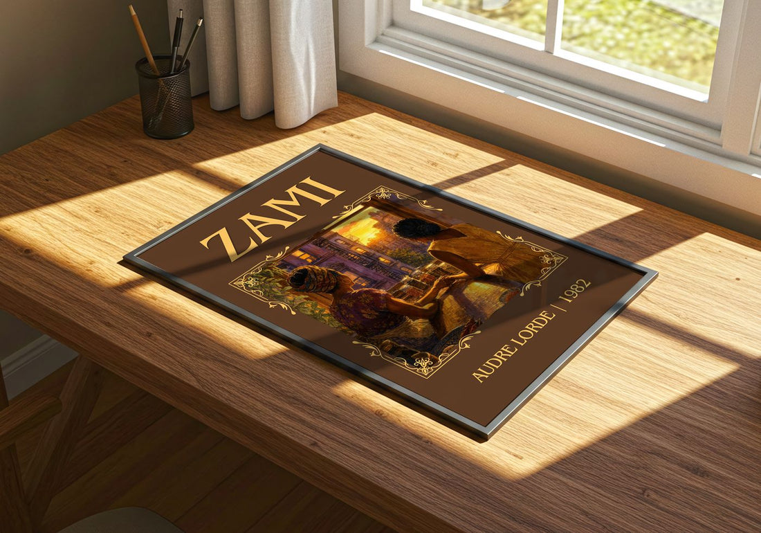 Zami Classic Book Art Print by Audre Lorde – print on a sunlit desk