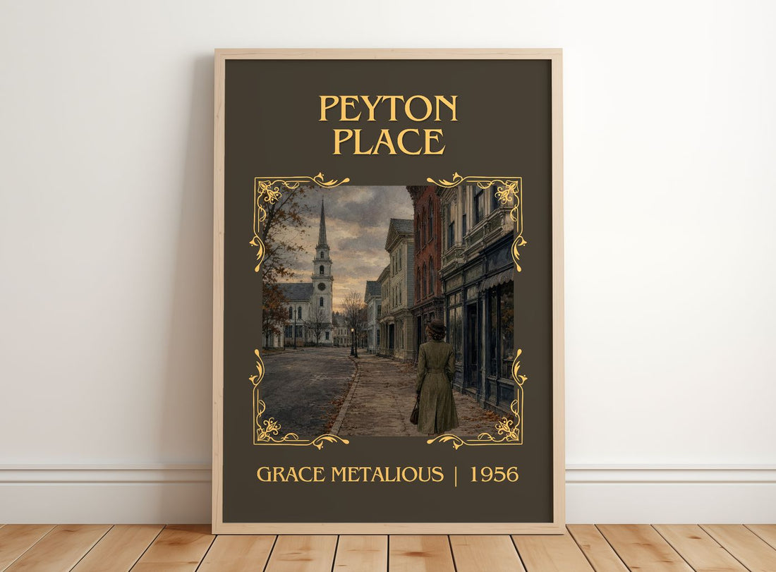 Peyton Place Classic Book Art Print by Grace Metalious – framed print leaning on a wooden floor