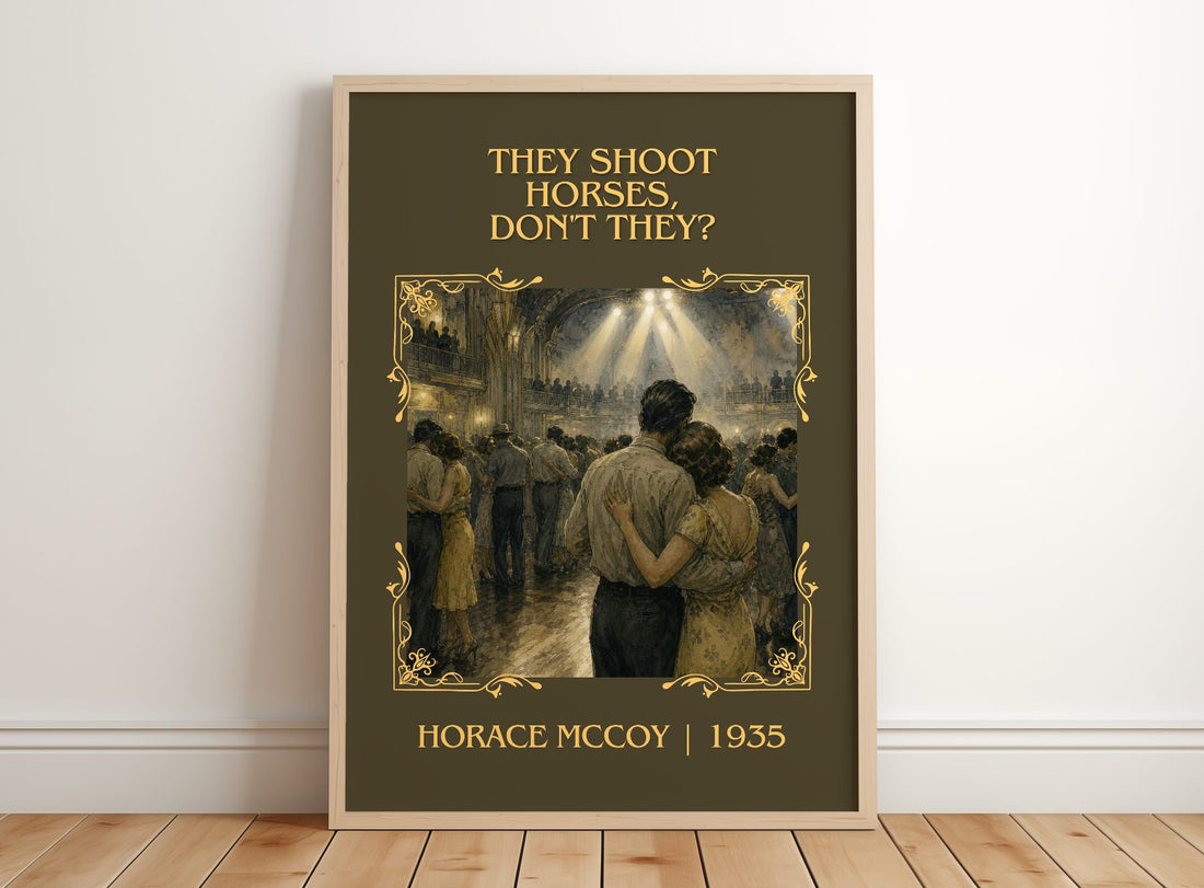 They Shoot Horses, Don't They? Classic Book Art Print by Horace McCoy – framed print leaning on a wooden floor