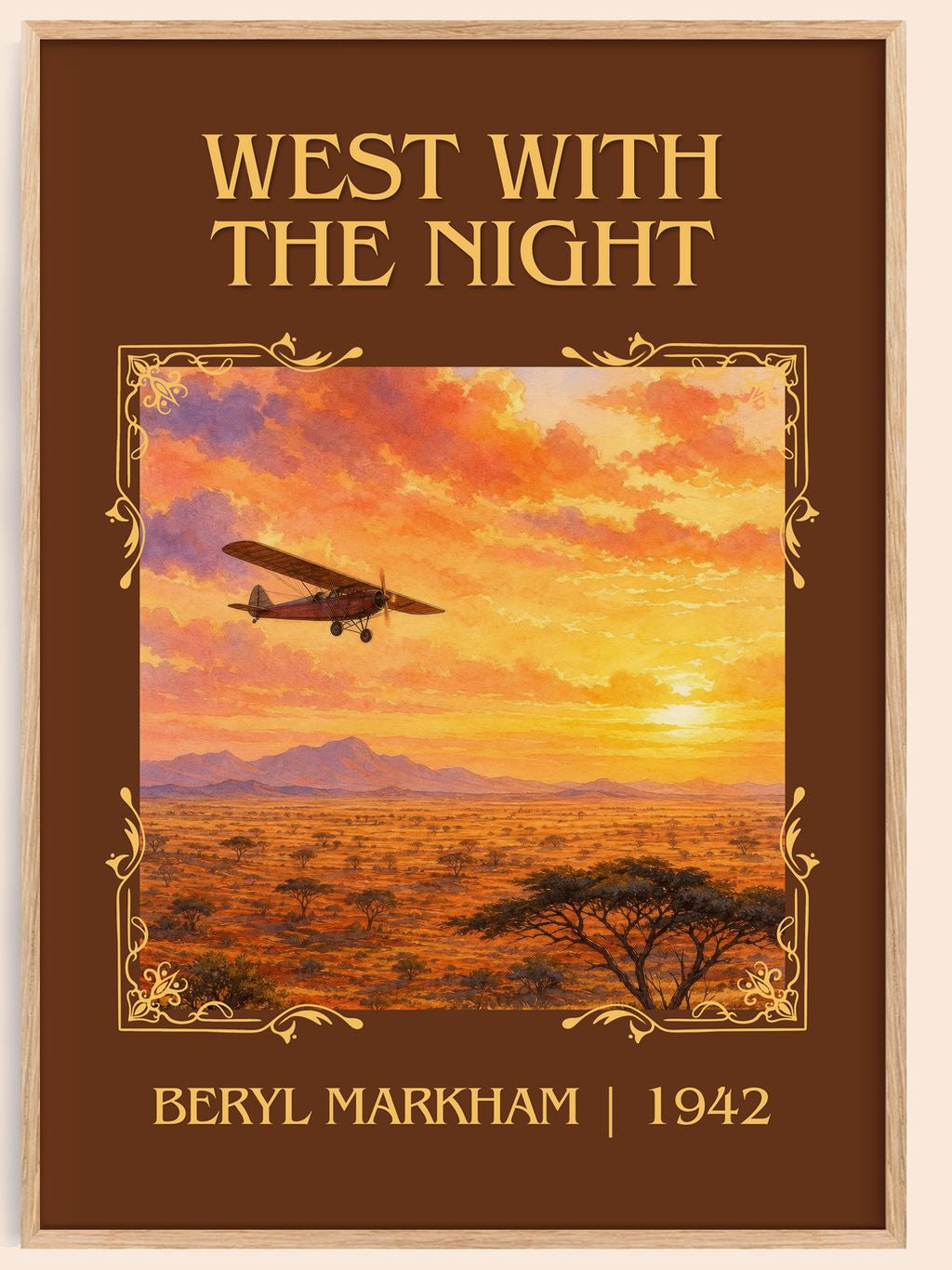 West With the Night Classic Book Art Print by Beryl Markham – book poster