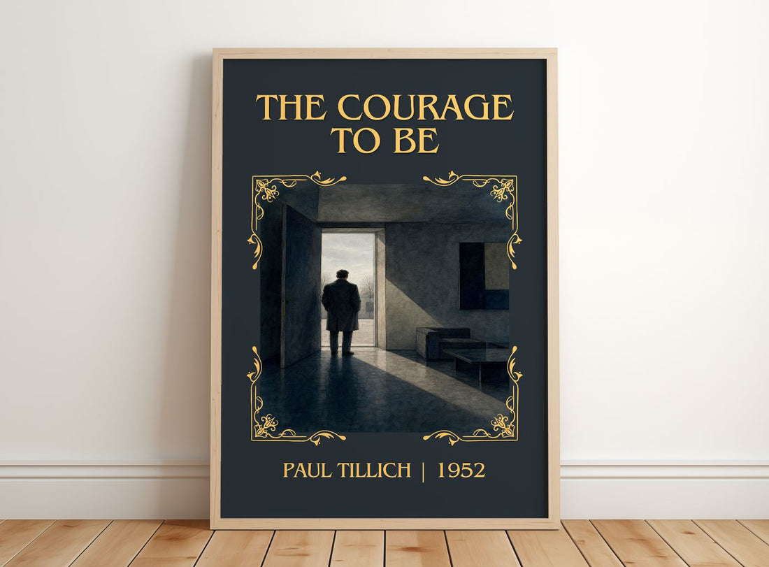 The Courage to Be Classic Book Art Print by Paul Tillich – framed print leaning on a wooden floor