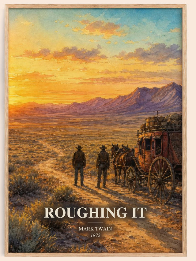 Roughing It Book Watercolour Illustration by Mark Twain