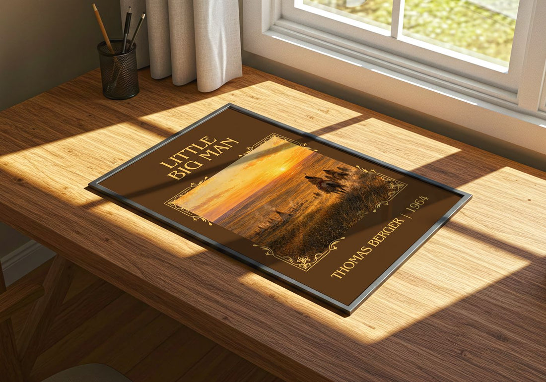 Little Big Man Classic Book Art Print by Thomas Berger – print on a sunlit desk