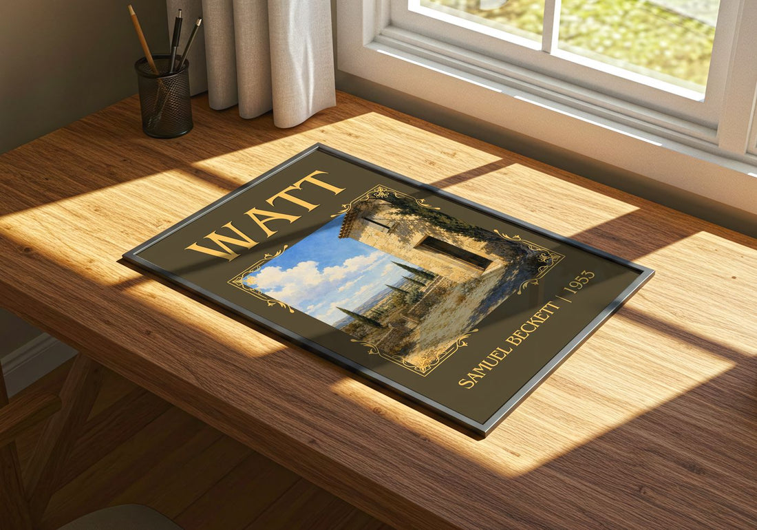 Watt Classic Book Art Print by Samuel Beckett – print on a sunlit desk
