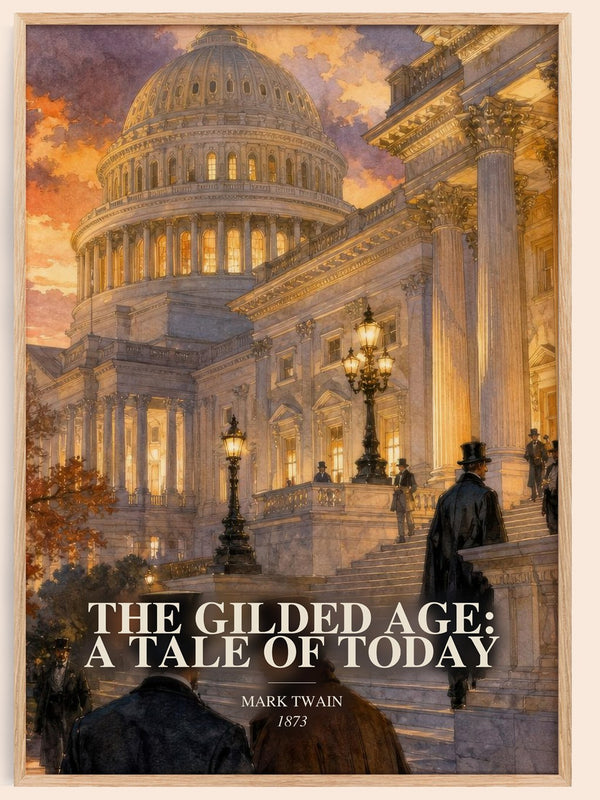 The Gilded Age: A Tale Of Today watercolour book poster by Mark Twain – framed literary art print