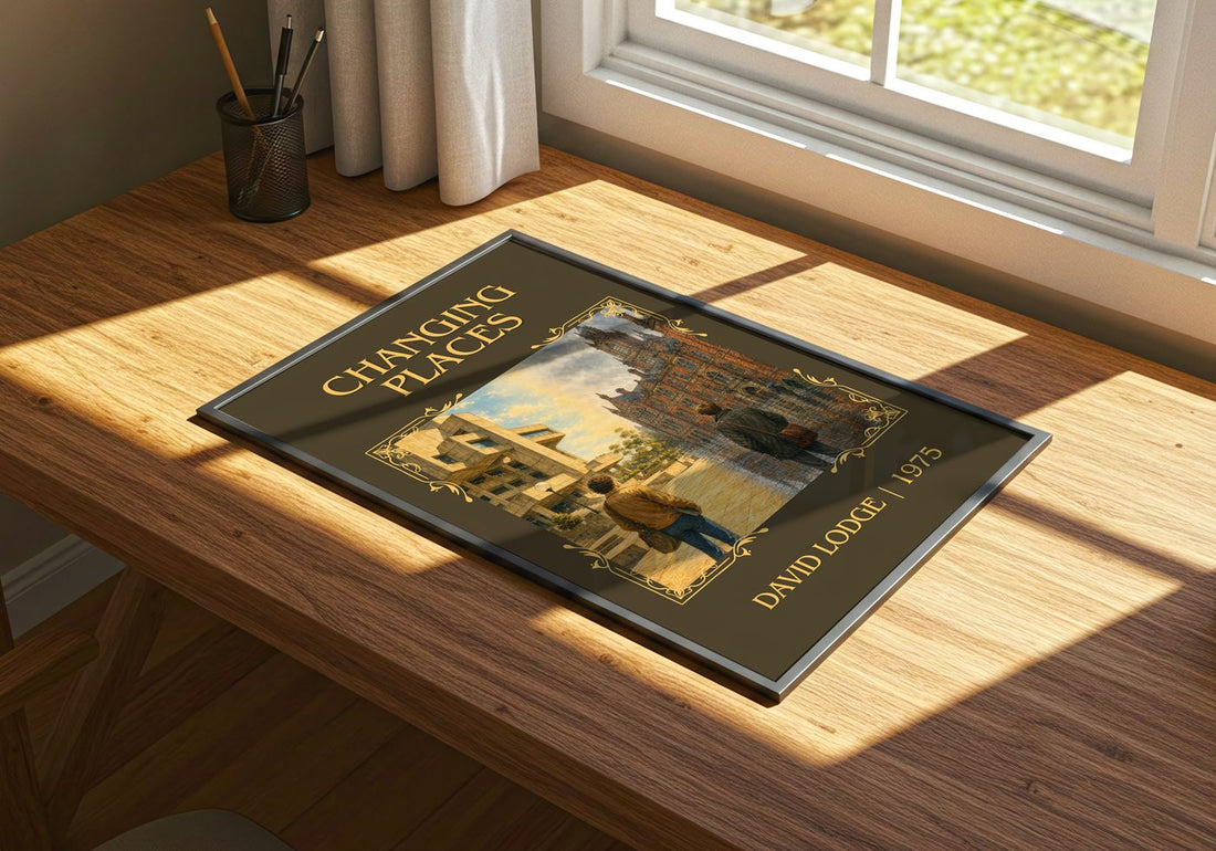 Changing Places Classic Book Art Print by David Lodge – print on a sunlit desk