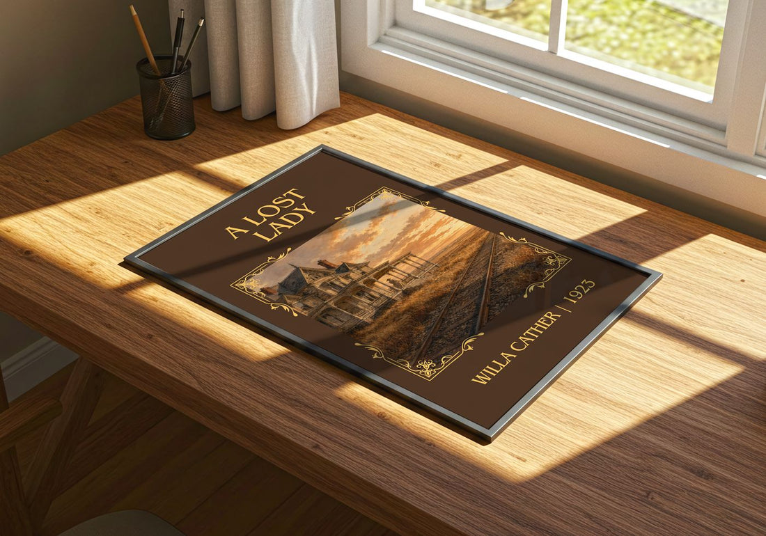 A Lost Lady Classic Book Art Print by Willa Cather – print on a sunlit desk