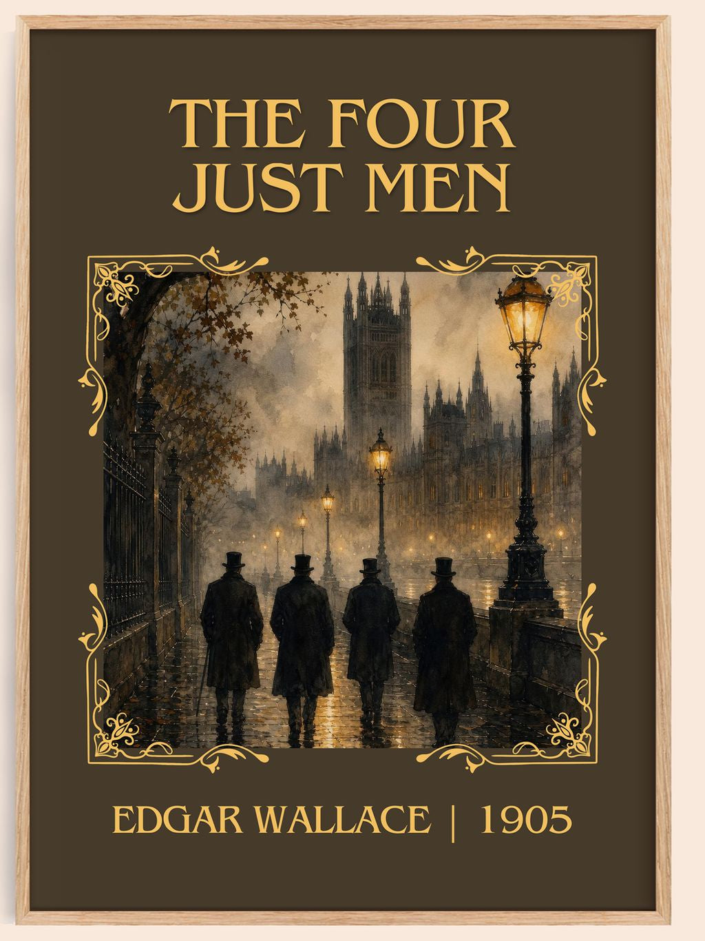 The Four Just Men Classic Book Art Print by Edgar Wallace – book poster