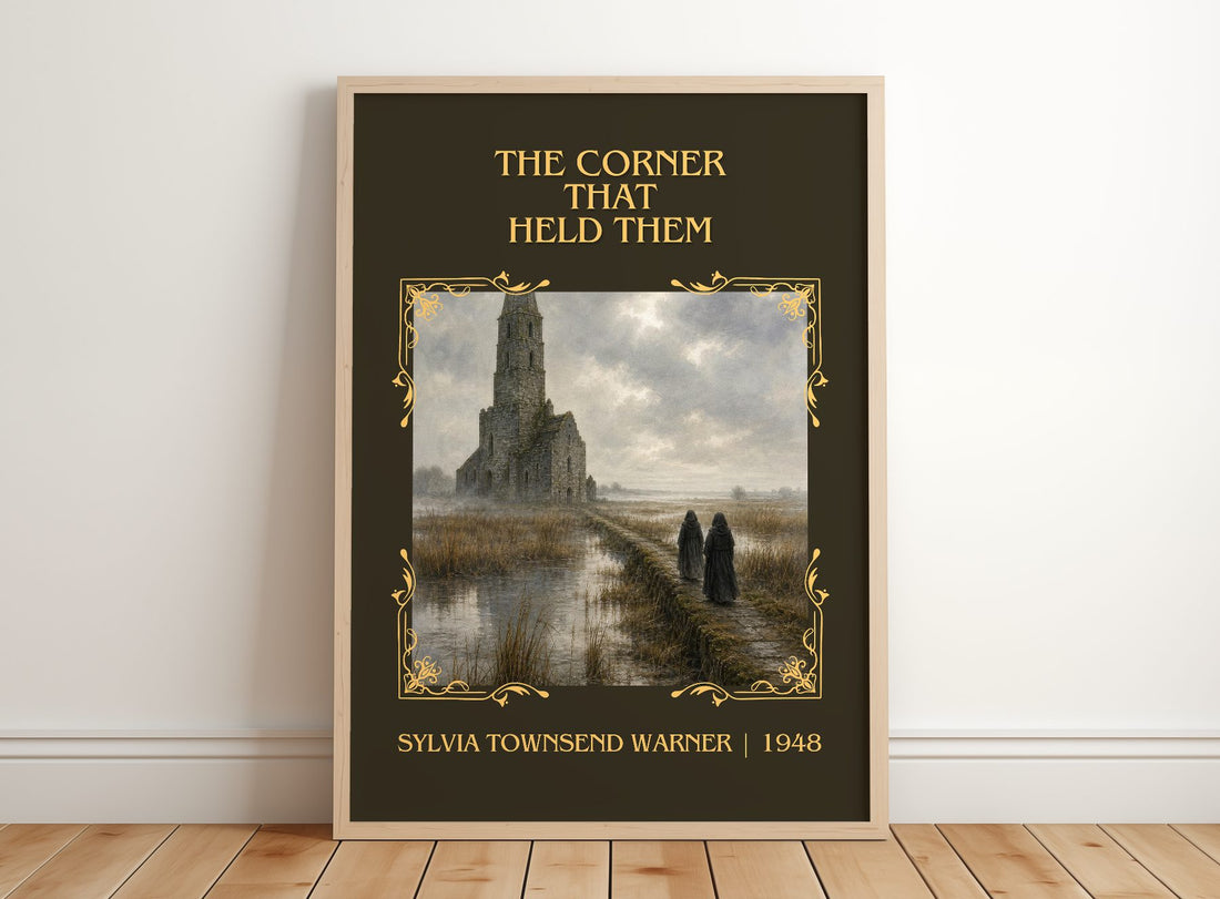 Corner That Held Them Classic Book Art Print by Sylvia Townsend Warner – framed print leaning on a wooden floor
