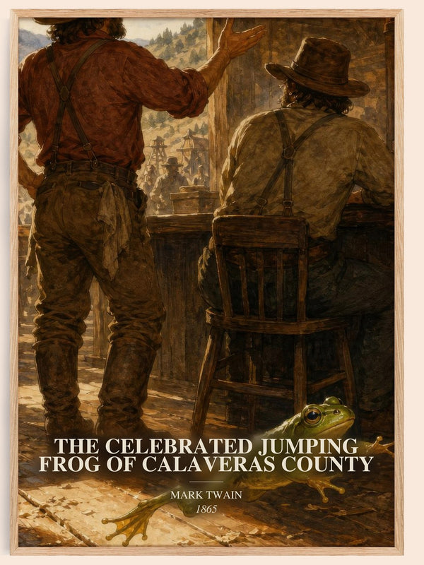 The Celebrated Jumping Frog Of Calaveras County watercolour book poster by Mark Twain – framed literary art print