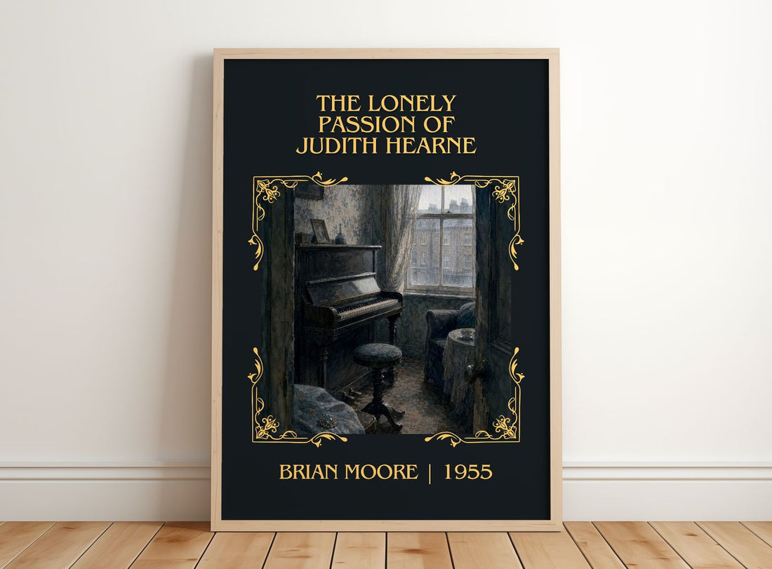 Lonely Passion of Judith Hearne Classic Book Art Print by Brian Moore – framed print leaning on a wooden floor