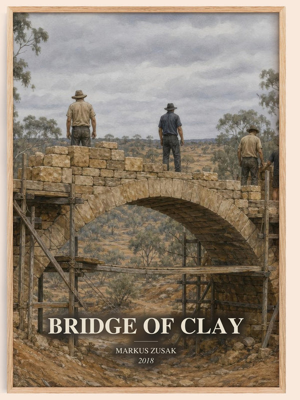 Bridge Of Clay watercolour book poster by Markus Zusak – framed literary art print