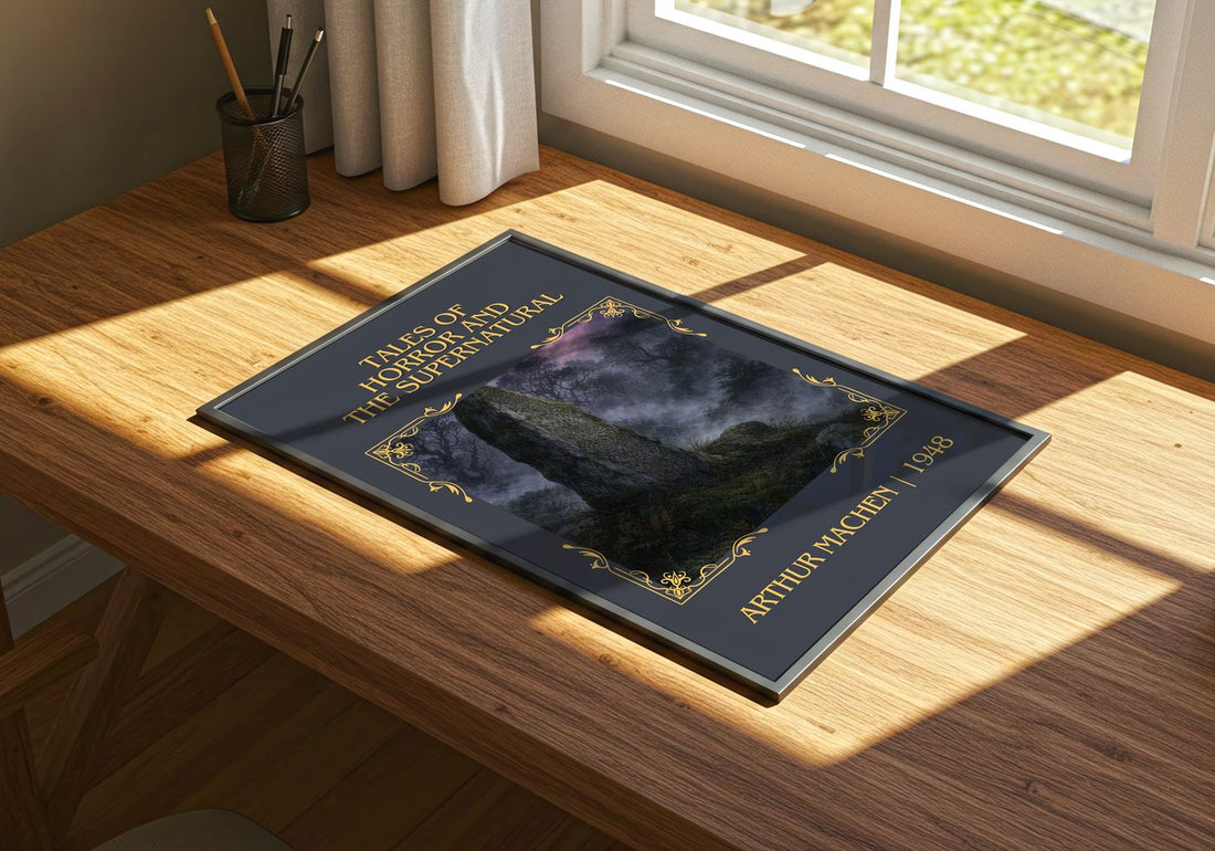 Tales Of Horror And The Supernatural Classic Book Art Print by Arthur Machen – print on a sunlit desk