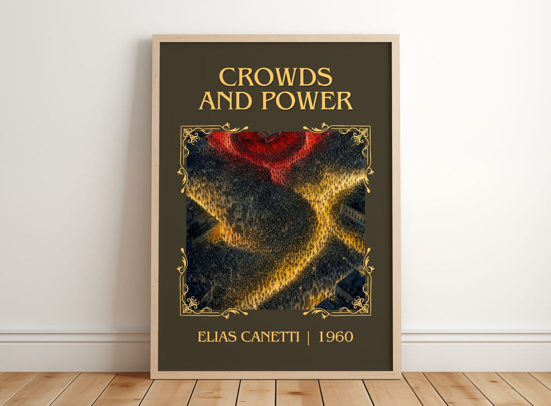 Crowds And Power Classic Book Art Print by Elias Canetti – framed print leaning on a wooden floor