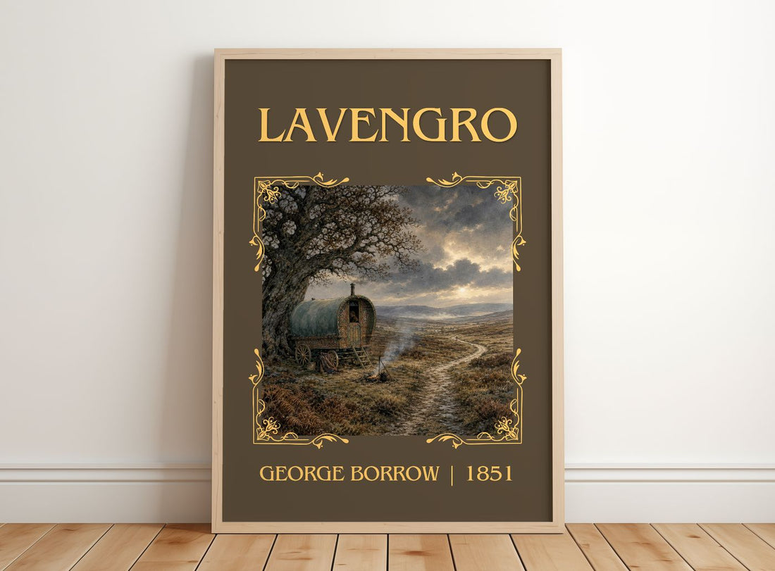Lavengro Classic Book Art Print by George Borrow – framed print leaning on a wooden floor