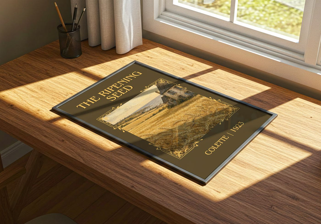 The Ripening Seed Classic Book Art Print by Colette – print on a sunlit desk