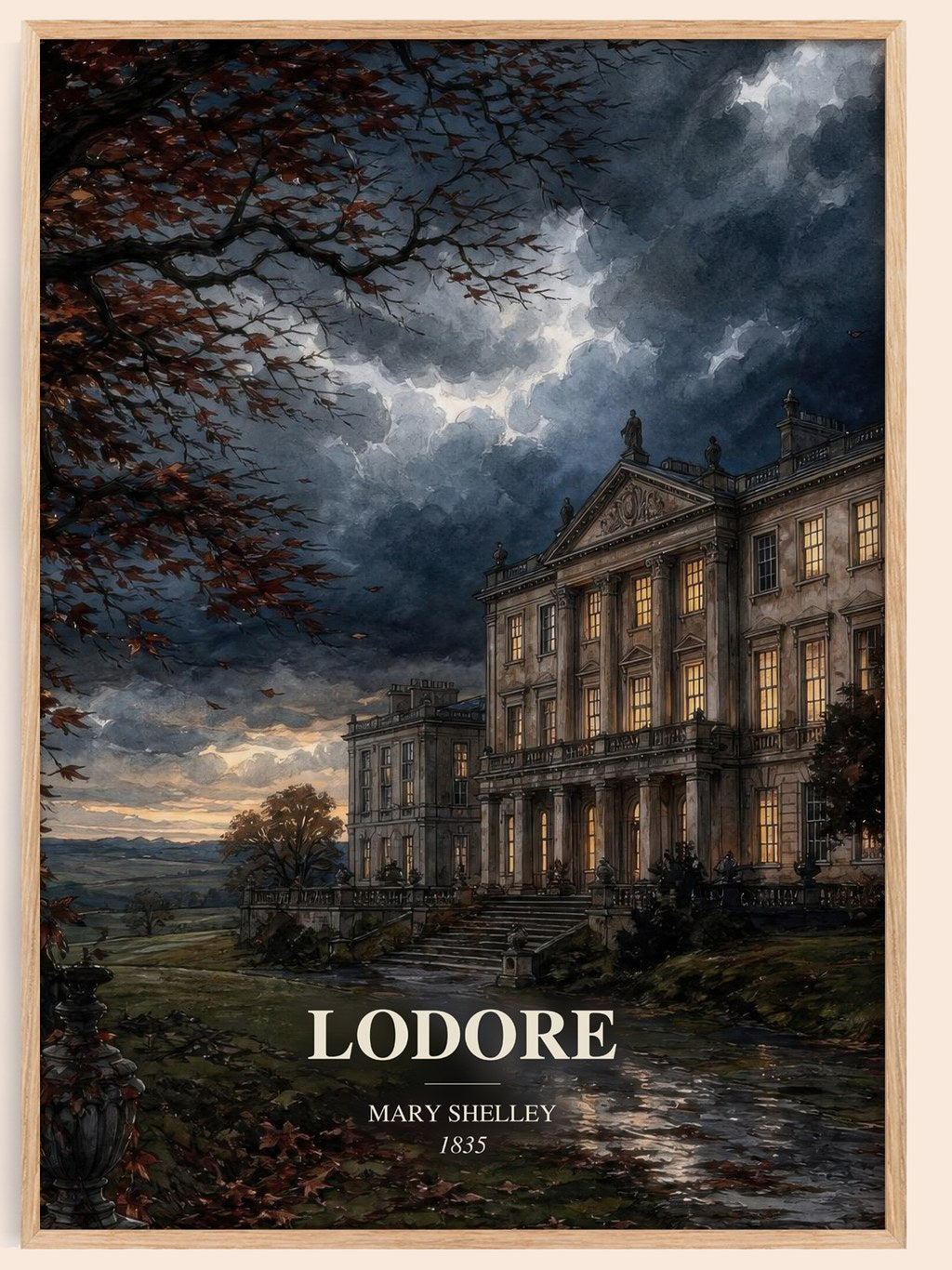 Lodore watercolour book poster by Mary Shelley – framed literary art print