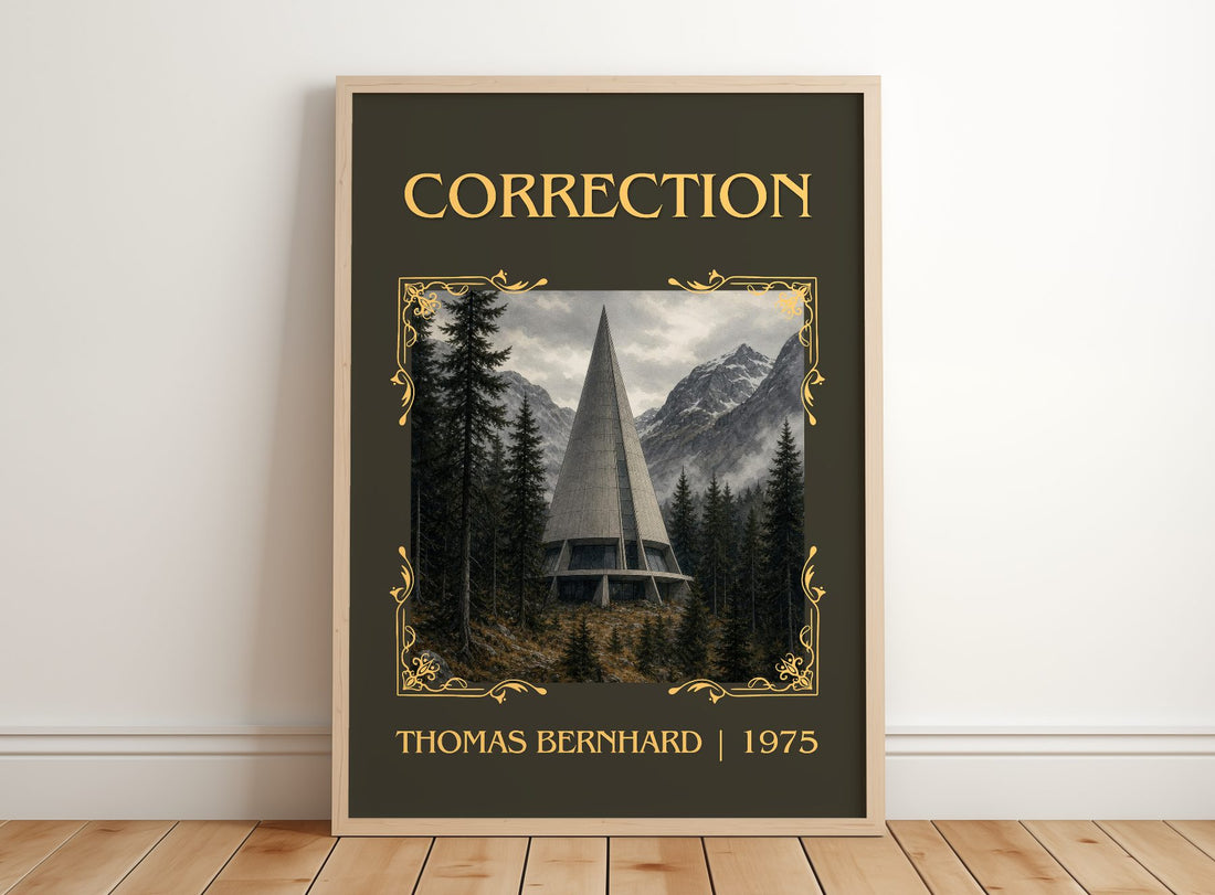 Correction Classic Book Art Print by Thomas Bernhard – framed print leaning on a wooden floor
