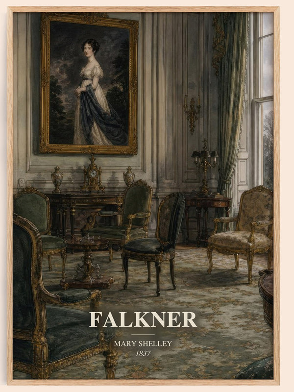 Falkner watercolour book poster by Mary Shelley – framed literary art print