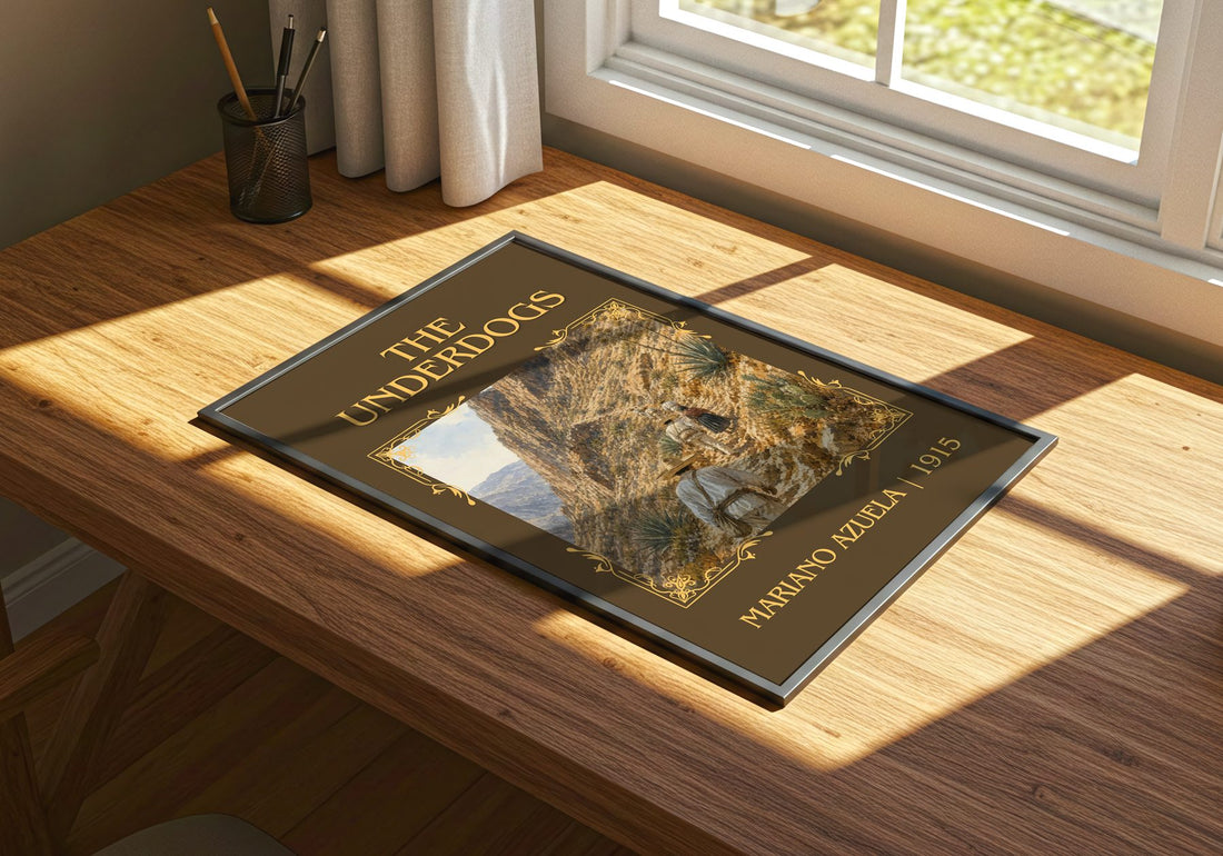 The Underdogs Classic Book Art Print by Mariano Azuela – print on a sunlit desk