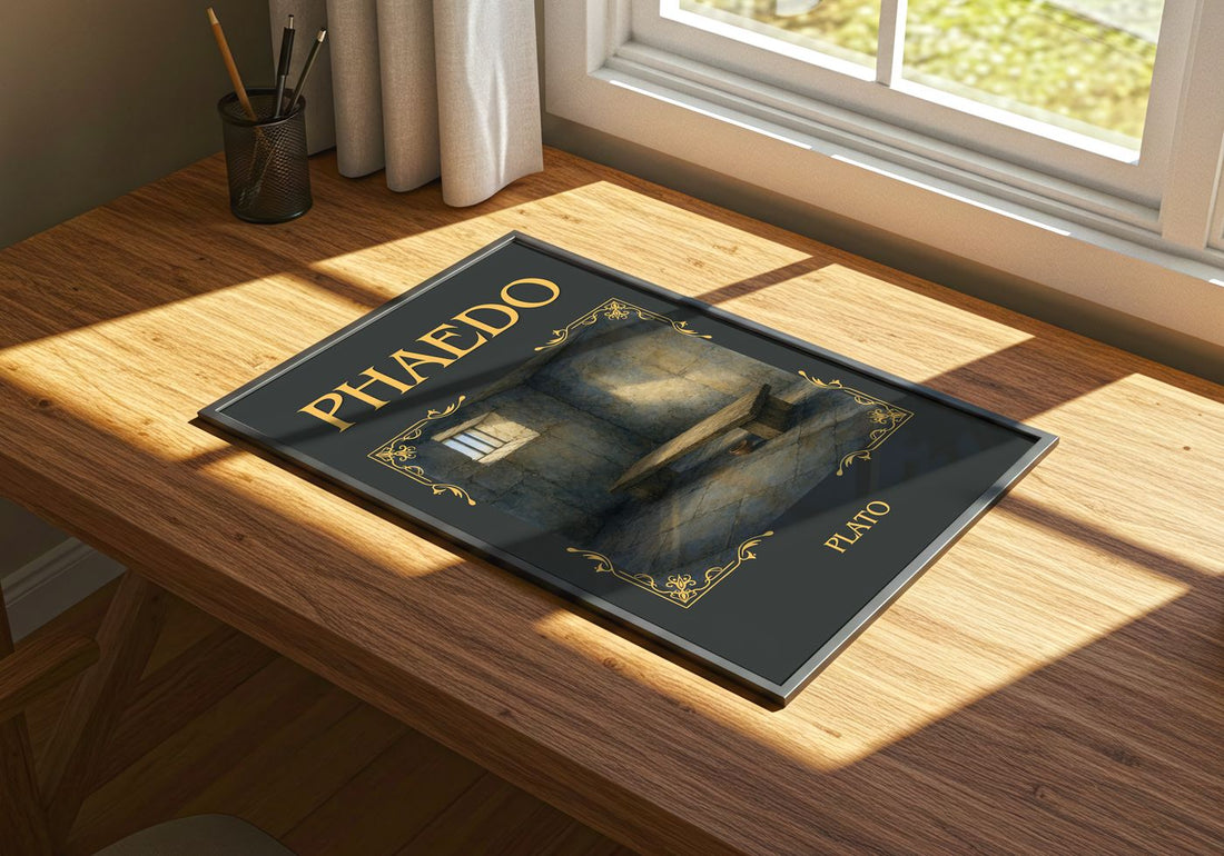 Phaedo Classic Book Art Print by Plato – print on a sunlit desk