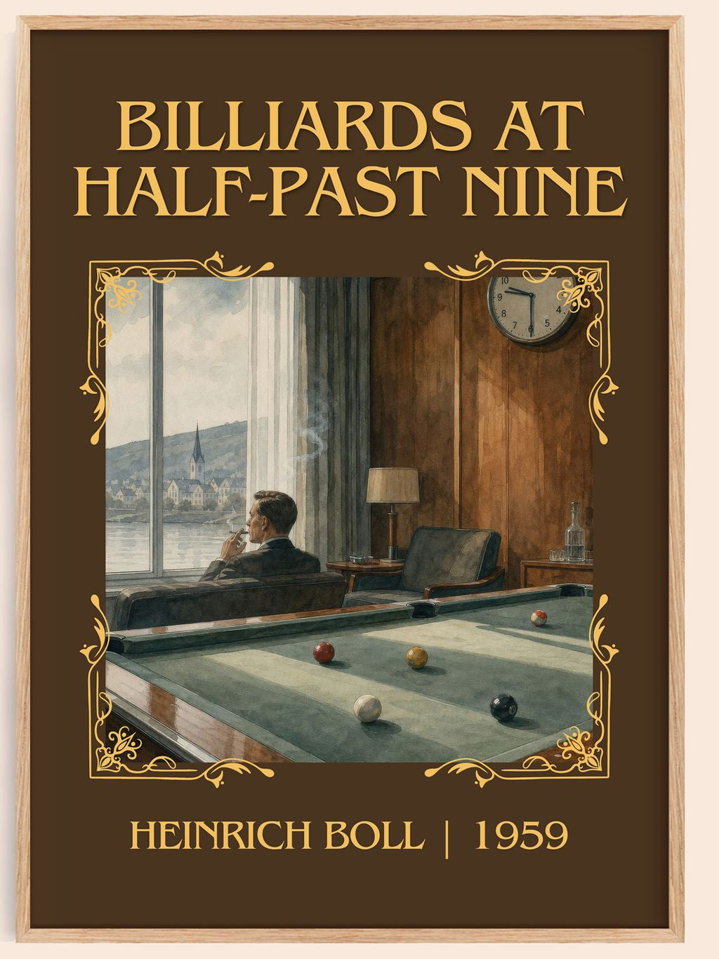 Billiards at Half-Past Nine Classic Book Art Print by Heinrich Böll – book poster