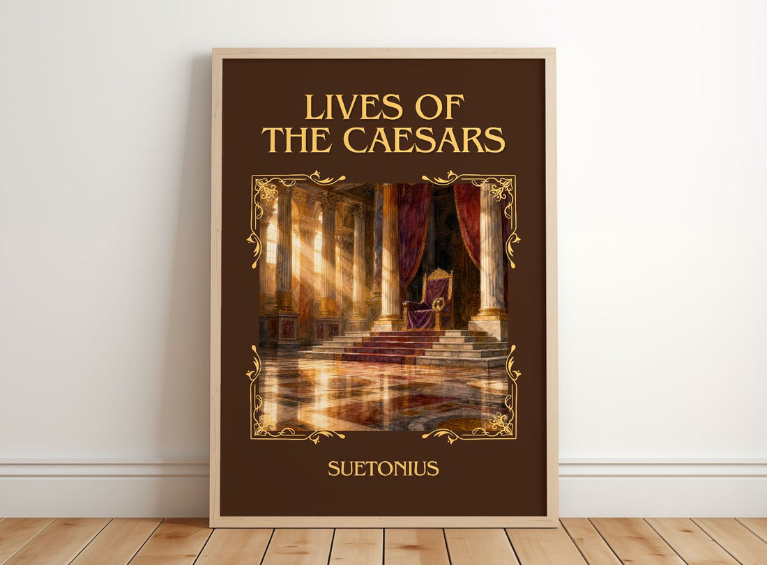 Lives of the Caesars Classic Book Art Print by Suetonius – framed print leaning on a wooden floor