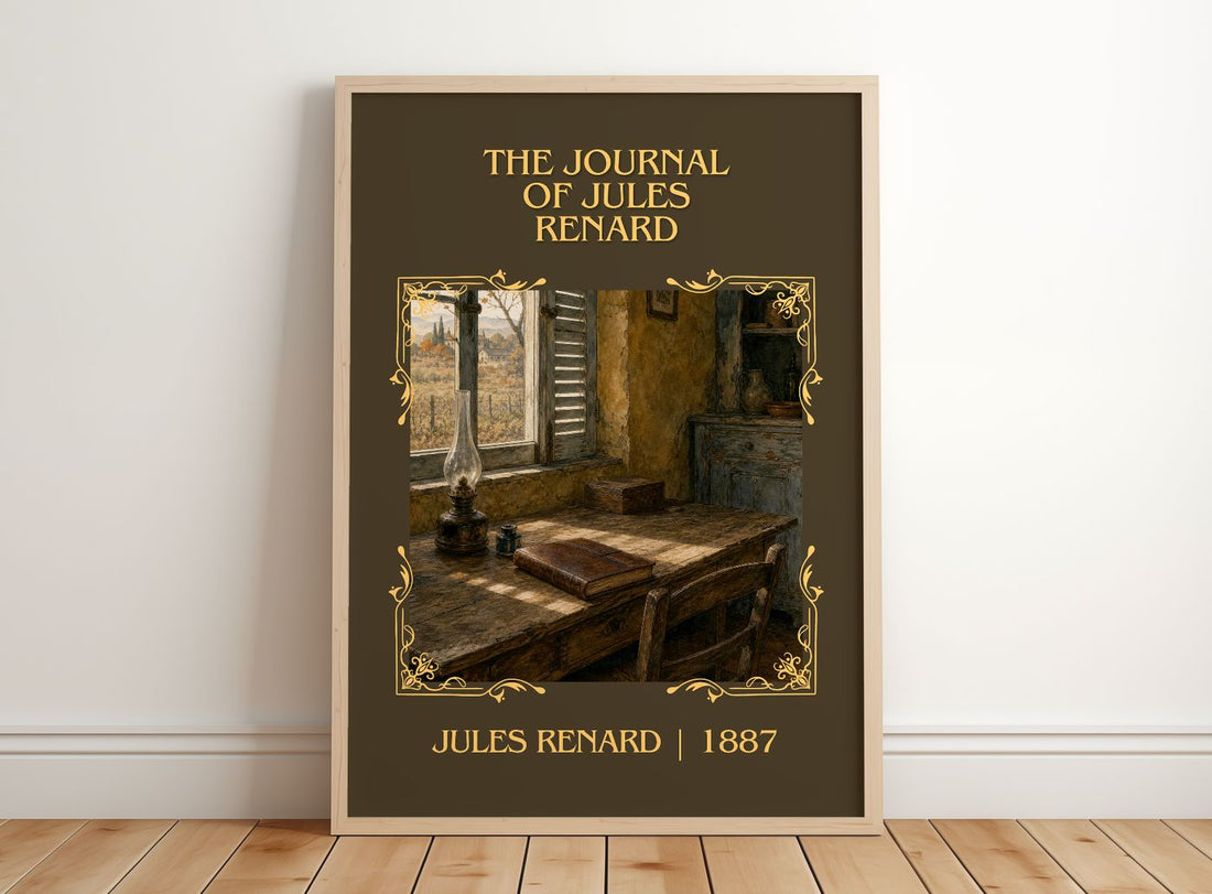 The Journal of Jules Renard Classic Book Art Print by Jules Renard – framed print leaning on a wooden floor