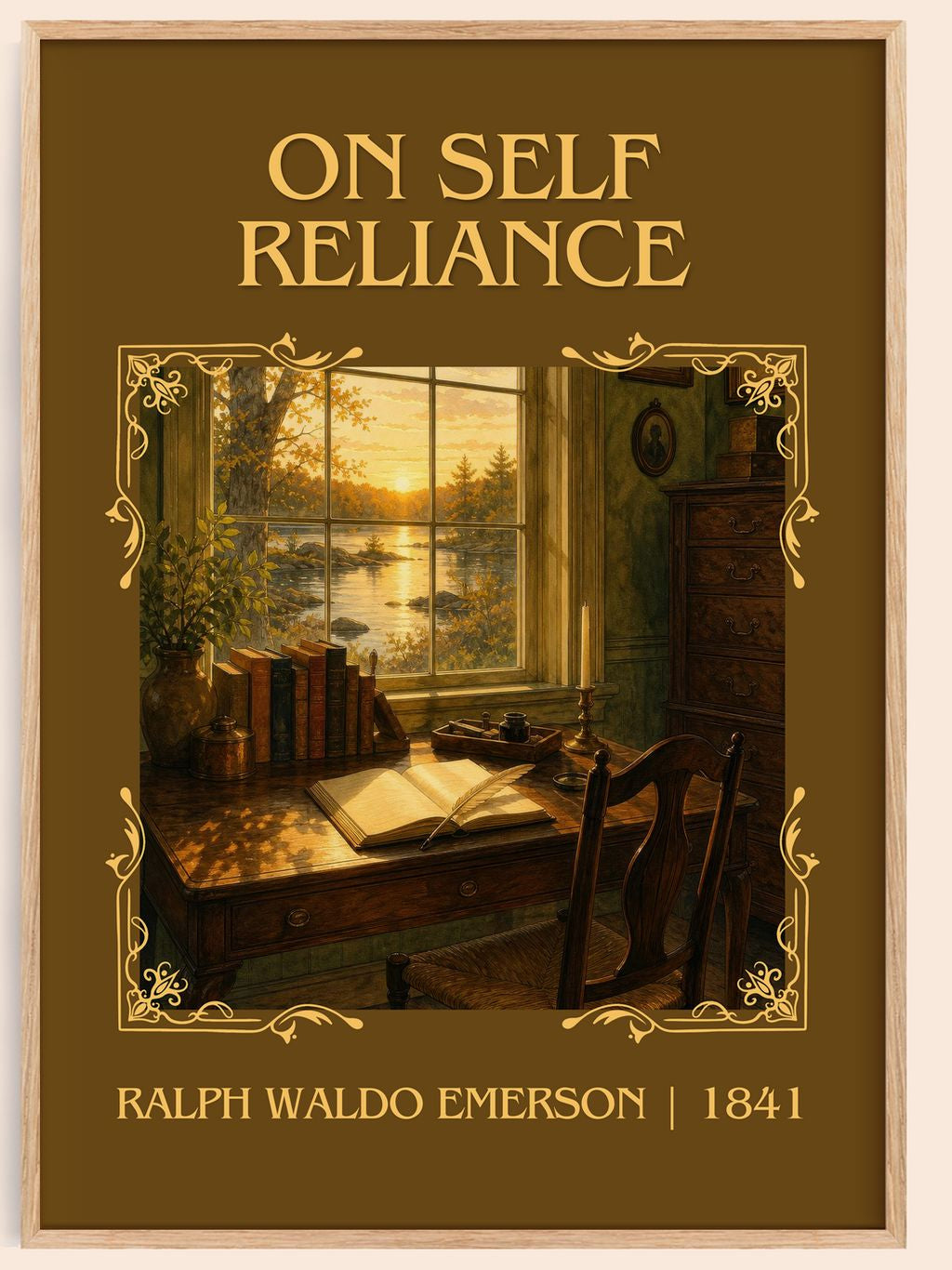 On Self Reliance Classic Book Art Print by Ralph Waldo Emerson – book poster