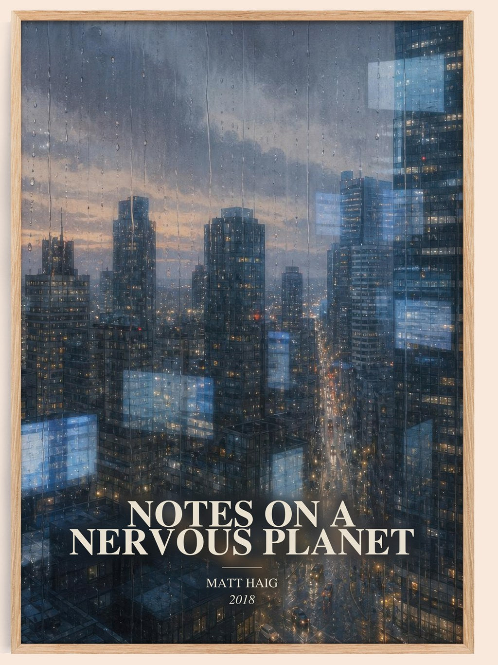 Notes On A Nervous Planet watercolour book poster by Matt Haig – framed literary art print