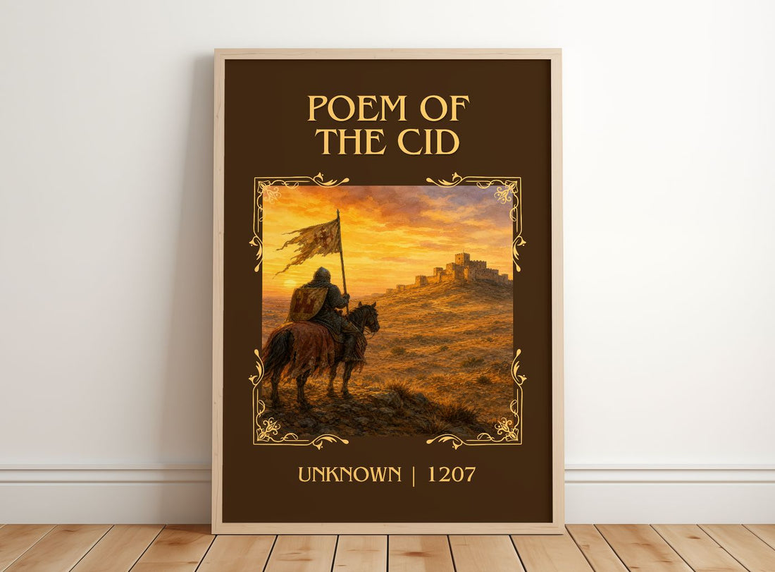 Poem of the Cid Classic Book Art Print by Unknown – framed print leaning on a wooden floor