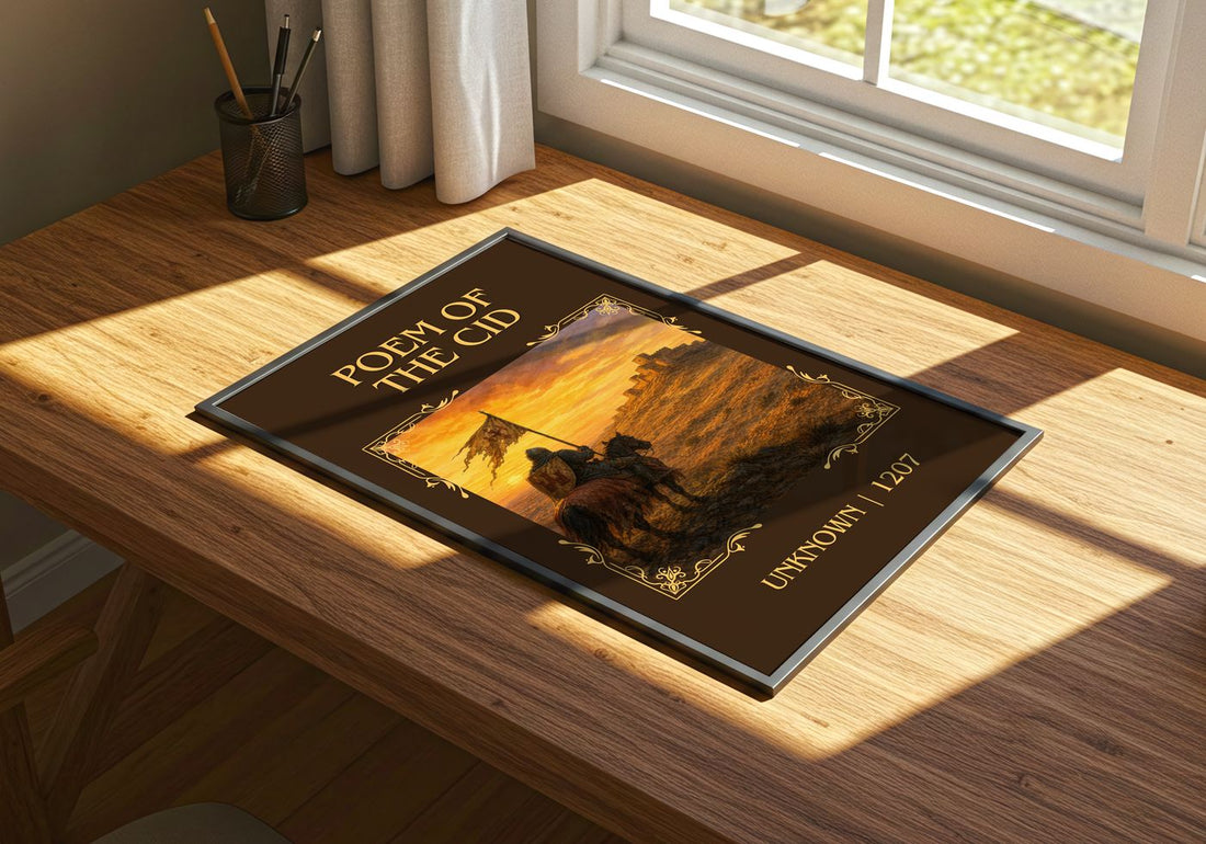 Poem of the Cid Classic Book Art Print by Unknown – print on a sunlit desk