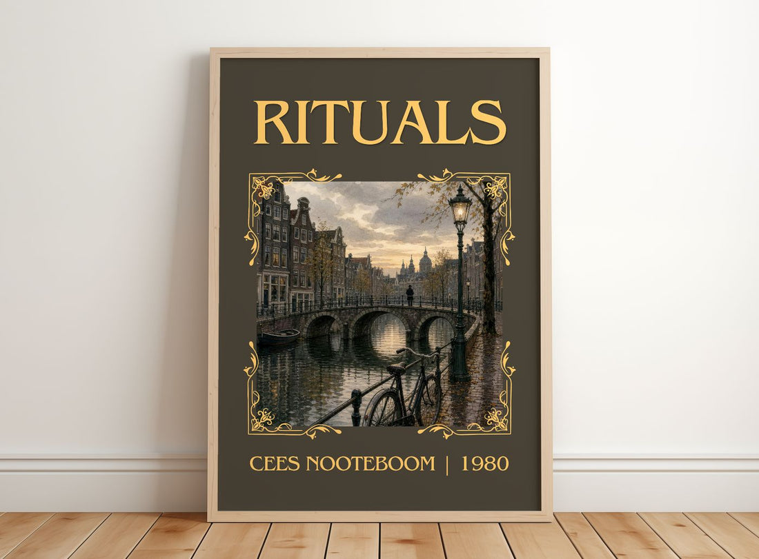 Rituals Classic Book Art Print by Cees Nooteboom – framed print leaning on a wooden floor