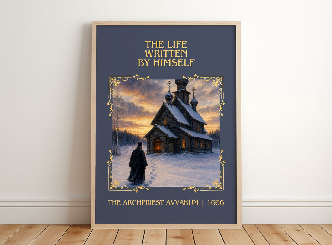 Life Written By Himself Classic Book Art Print by T. Avvakum – framed print leaning on a wooden floor