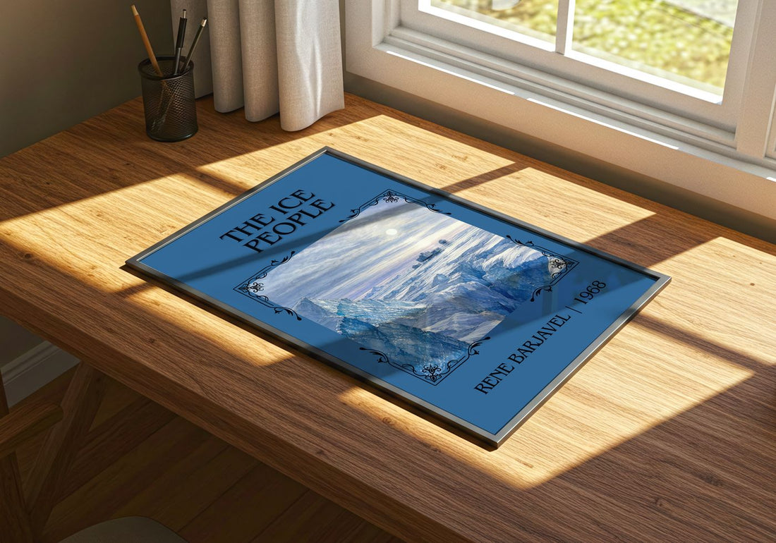 The Ice People Classic Book Art Print by René Barjavel – print on a sunlit desk