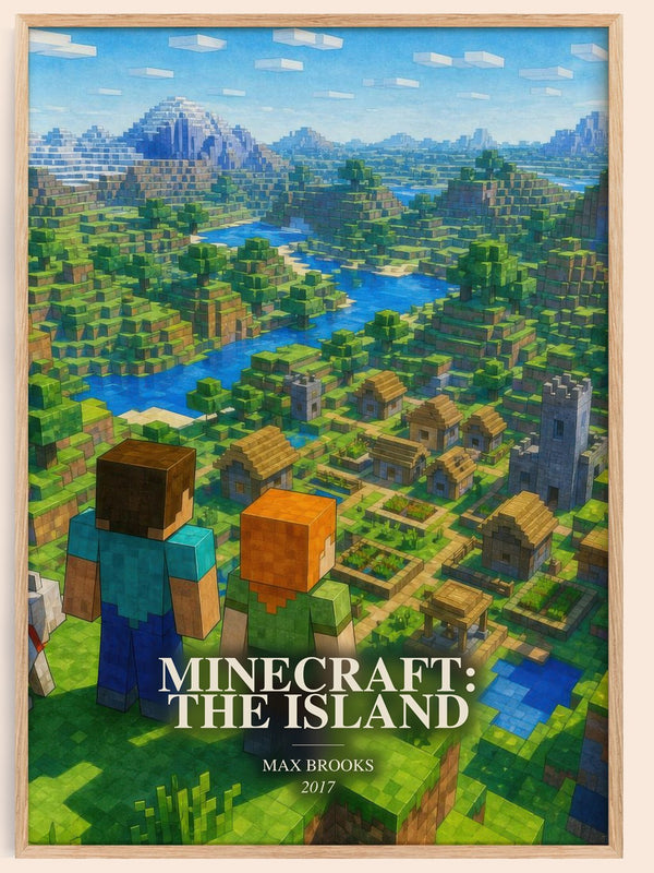 Minecraft: The Island watercolour book poster by Max Brooks – framed literary art print
