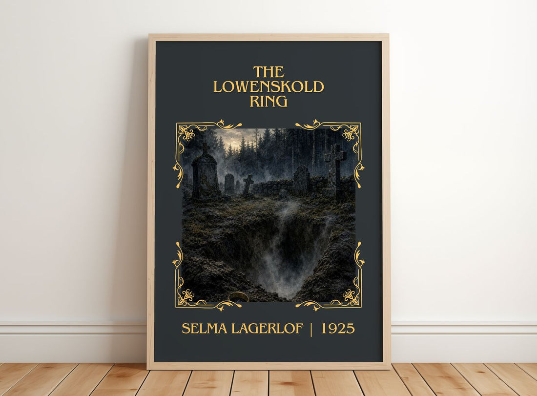 The Löwensköld Ring Classic Book Art Print by Selma Lagerlöf – framed print leaning on a wooden floor